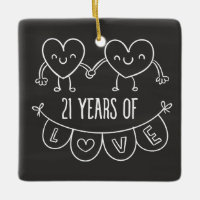 21st Anniversary Gift Chalk Hearts