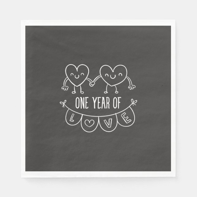 21st Anniversary Gift Chalk Hearts Napkin (Front)