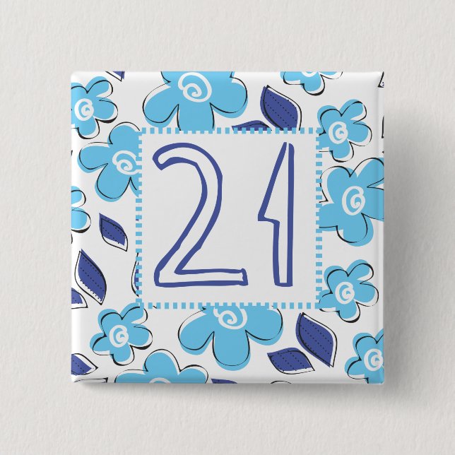 21st Birthday 15 Cm Square Badge (Front)
