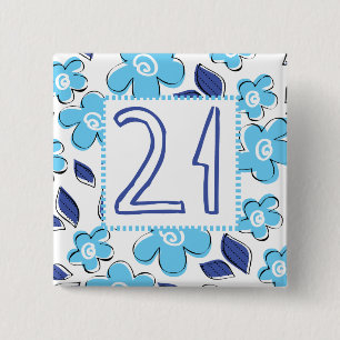 21st Birthday 15 Cm Square Badge