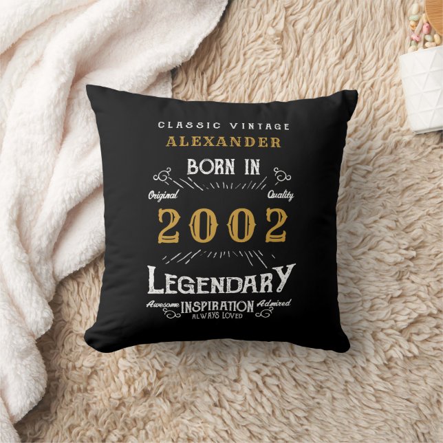 21st Birthday 2002 Add Name Black Gold Legend Cushion (Blanket)