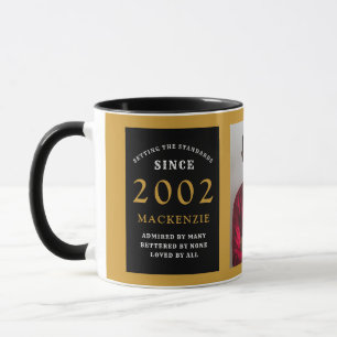 21st Birthday 2002 Black Gold Add Name Photo  Mug