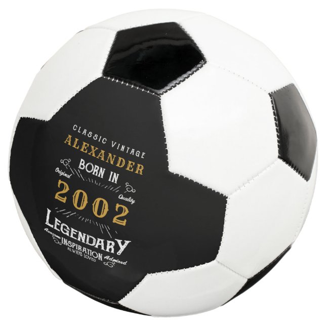 21st Birthday 2002 Monogram Name Legendary Soccer Ball (Three Quarter)