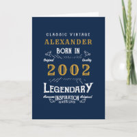 21st Birthday 2002 Vintage Blue Legend Greeting