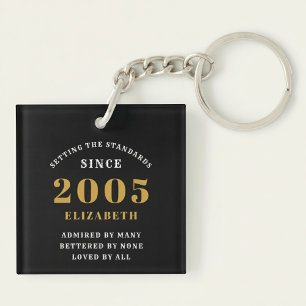 21st Birthday 2005 Black Gold Personalized Key Ring