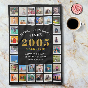 21st Birthday 2005 Family Memories Photo Collage  Tea Towel