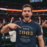 21st Birthday 2005 Personalised Custom Name Blue T-Shirt<br><div class="desc">Celebrate turning the big 2-1 with this unique and personalised 21st birthday t-shirt! Perfect for anyone born in 2005, this design proudly declares they are "Setting the Standards" since their birth year. It's a fun and thoughtful gift for a milestone birthday party, family gathering, or just a great way to...</div>