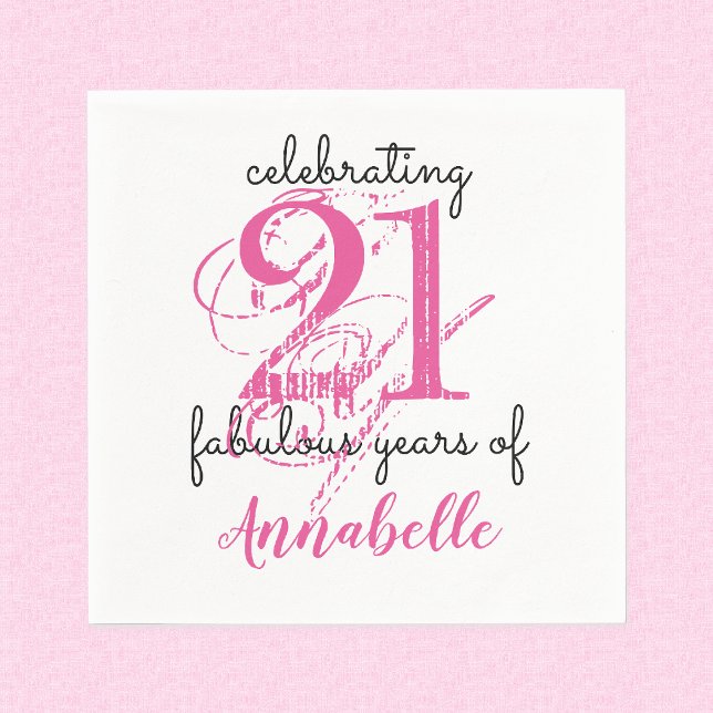 21st birthday 21 fabulous years pink Paper Napkins (Creator Uploaded)