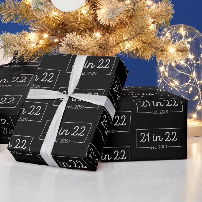 21st Birthday 21 in 22 est 2001 Birthday Party Cla Wrapping Paper (Holidays)