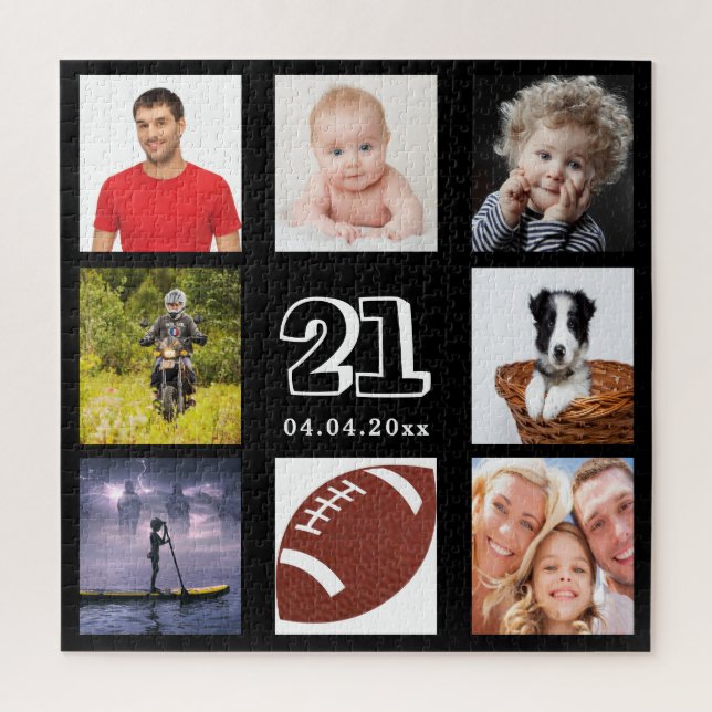 21st birthday 21 photo collage guy man black jigsaw puzzle (Vertical)