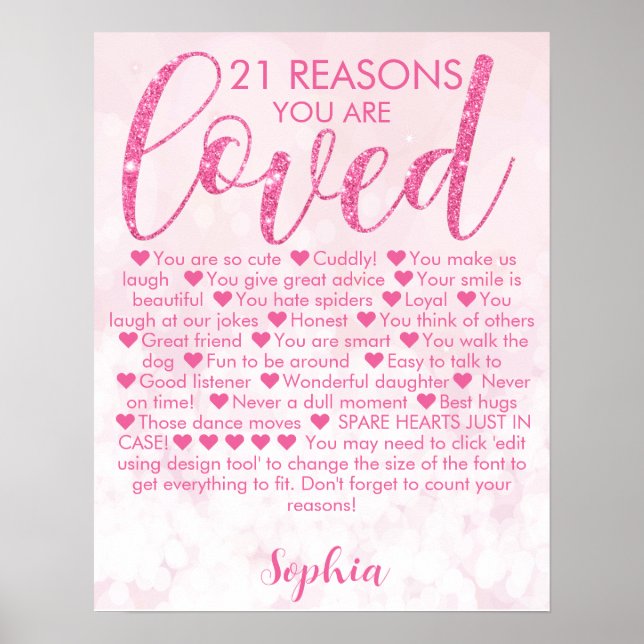 21st Birthday 21 Reasons We Love You Glamourous Poster (Front)