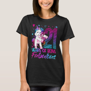 21st Birthday 21 Year Old Girl Flossing Unicorn P T-Shirt
