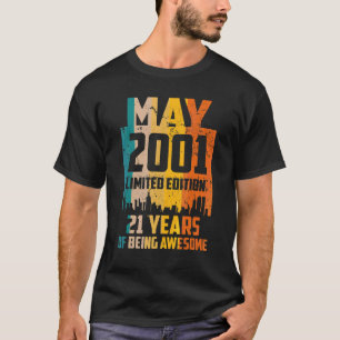 21st Birthday 21 Years Awesome Since May 2001 Vint T-Shirt