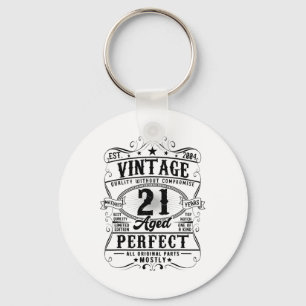 21st Birthday 21 Years Old Vintage Est 2004 Bday D Key Ring