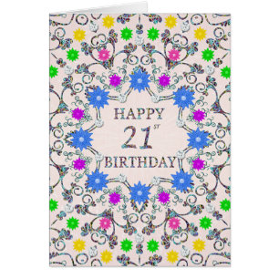 21st Birthday Abstract Flowers