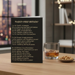 21st Birthday Acrostic Poem Greeting Card