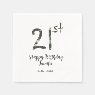 21st birthday add name date year black template go napkin