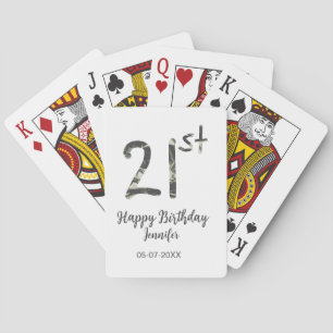 21st birthday add name date year black template go playing cards
