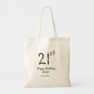 21st birthday add name date year black template go tote bag