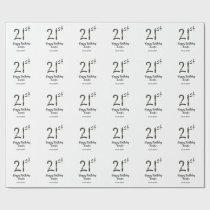 21st birthday add name date year black template go wrapping paper