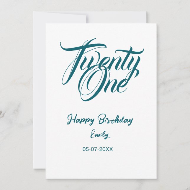 21st birthday add name date year blue template thi (Front)