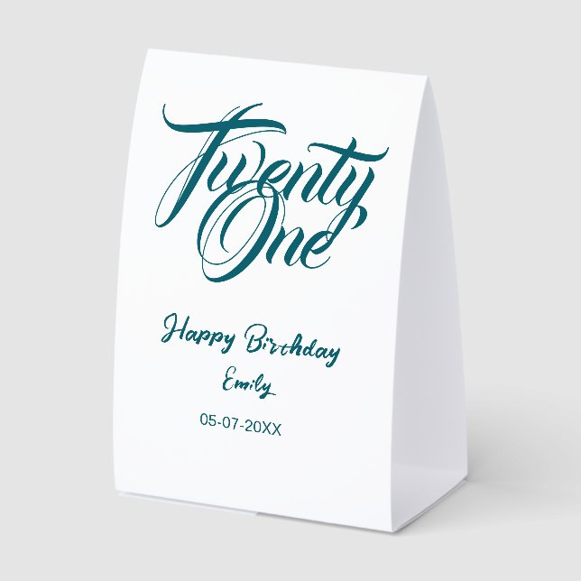 21st birthday add name date year blue template thi (Front)