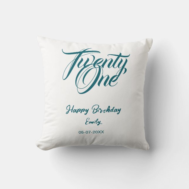 21st birthday add name date year blue template thi cushion (Front)