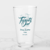 21st birthday add name date year blue template thi