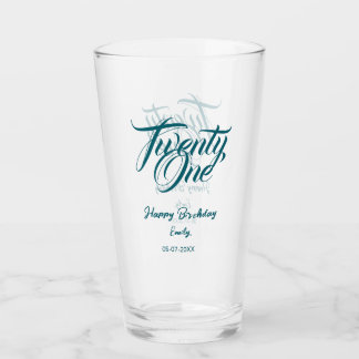 21st birthday add name date year blue template thi glass