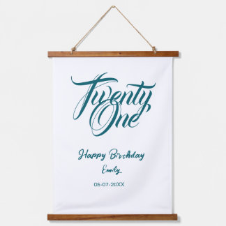 21st birthday add name date year blue template thi hanging tapestry