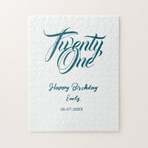 21st birthday add name date year blue template thi jigsaw puzzle