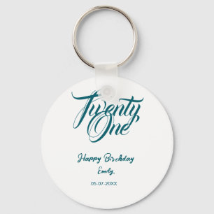 21st birthday add name date year blue template thi key ring