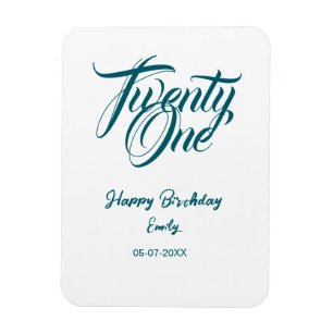 21st birthday add name date year blue template thi magnet