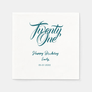 21st birthday add name date year blue template thi napkin