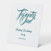 21st birthday add name date year blue template thi
