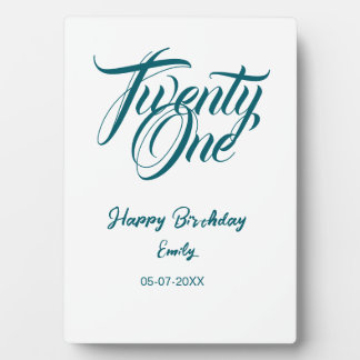 21st birthday add name date year blue template thi plaque