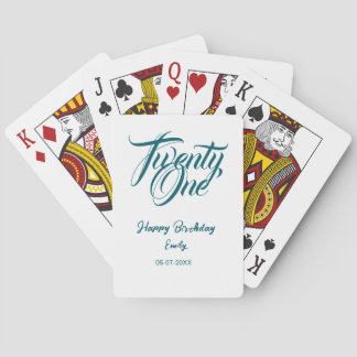 21st birthday add name date year blue template thi playing cards