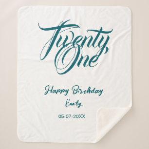 21st birthday add name date year blue template thi sherpa blanket