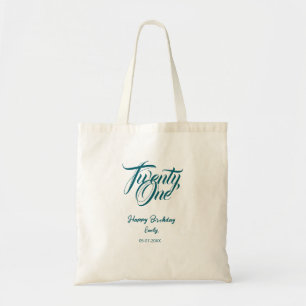 21st birthday add name date year blue template thi tote bag