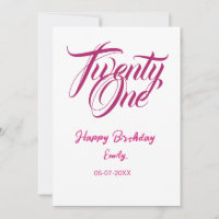 21st birthday add name date year pink template thi