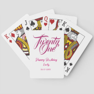 21st birthday add name date year pink template thi playing cards