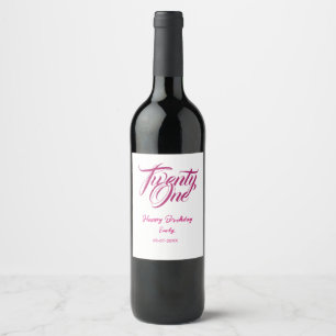 21st birthday add name date year pink template thi wine label