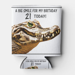 21st Birthday Alligator Smile Can Cooler