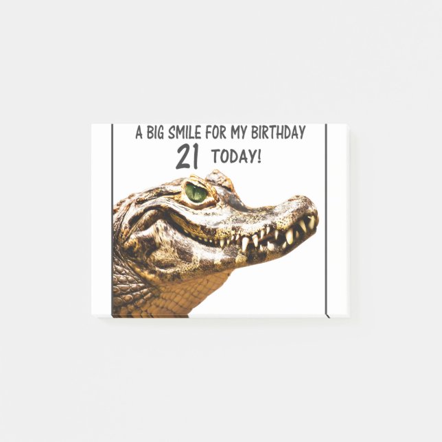 21st Birthday Alligator Smile Post-it Notes (Front)