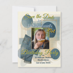 21st Birthday Almond blossom blue-cream  Announcement