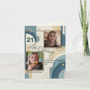 21st Birthday Almond blossom blue-cream  Announcement