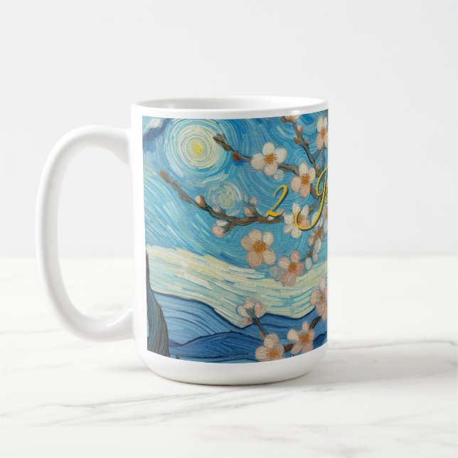 21st Birthday Almond blossom blue-cream  Coffee Mug (Left)