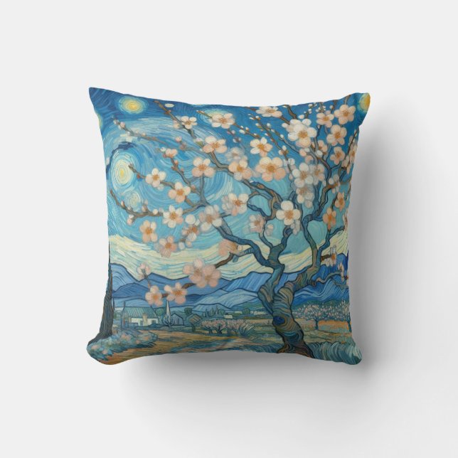 21st Birthday Almond blossom blue-cream  Cushion (Front)