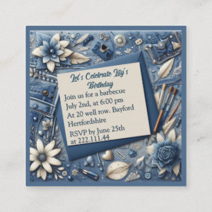 21st Birthday Almond blossom blue-cream  Enclosure Card