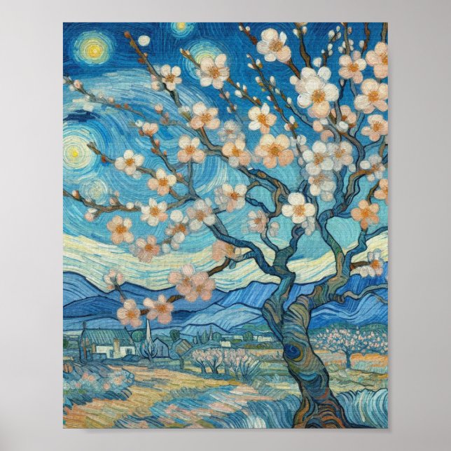 21st Birthday Almond blossom blue-cream  Poster (Front)